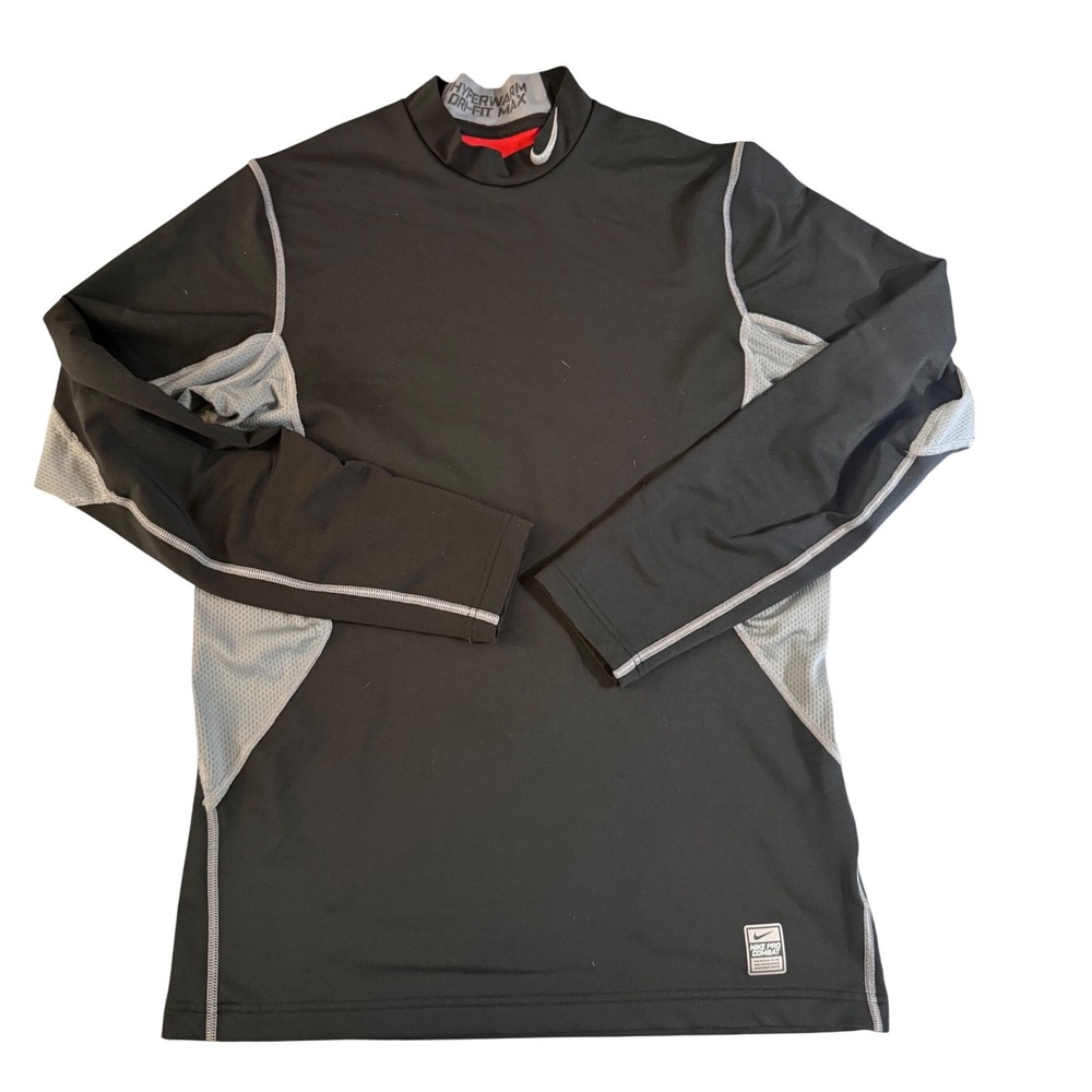 Nike Pro Combat Hyperwarm Dri-FIT Max Mock Neck Compression Top Black Red M